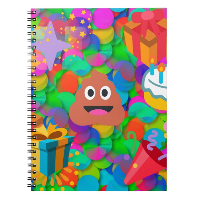 Cuaderno emoji de caca de cumpleaños feliz (Frente)