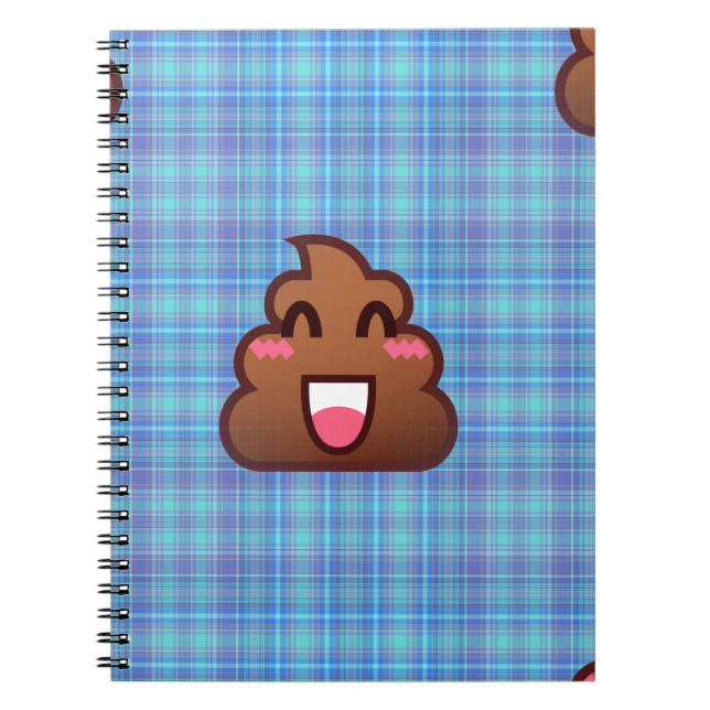 Cuaderno emoji de caca de plaid (Frente)