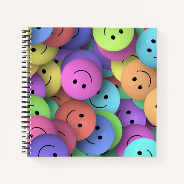 Cuaderno Emoji de Caras Felices Coloridas (Anverso)