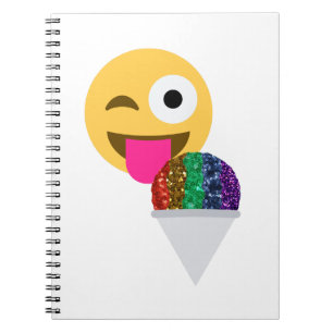 Cuaderno emoji de guiño purpurina