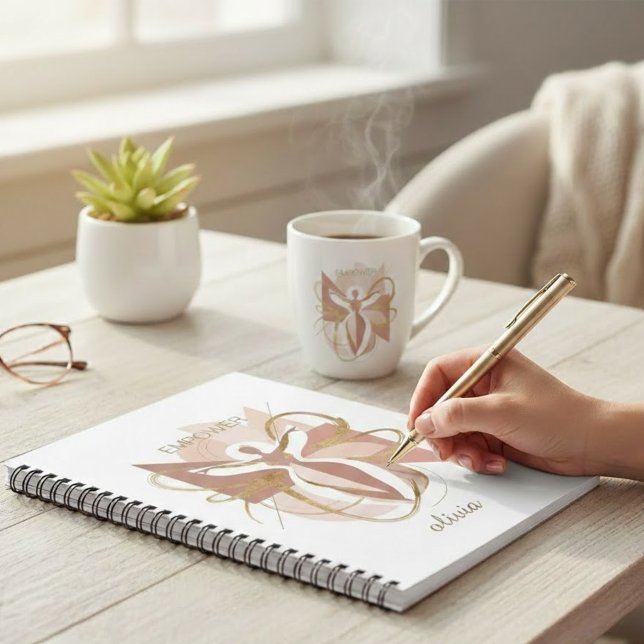 Cuaderno Empower Abstract Golden Woman Silhouette Art (Subido por el creador)