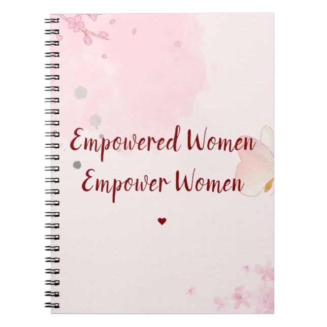 Cuaderno Empowered Women Pink Watercolor Floral Women's Day (Frente)