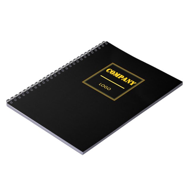 Cuaderno Empresa personalizada negra moderna personalizada  (Lado Izquierdo)