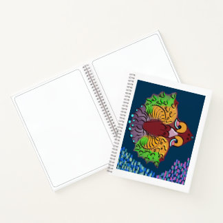 Cuaderno en Blanco con Arte de Pescado Abstracto e