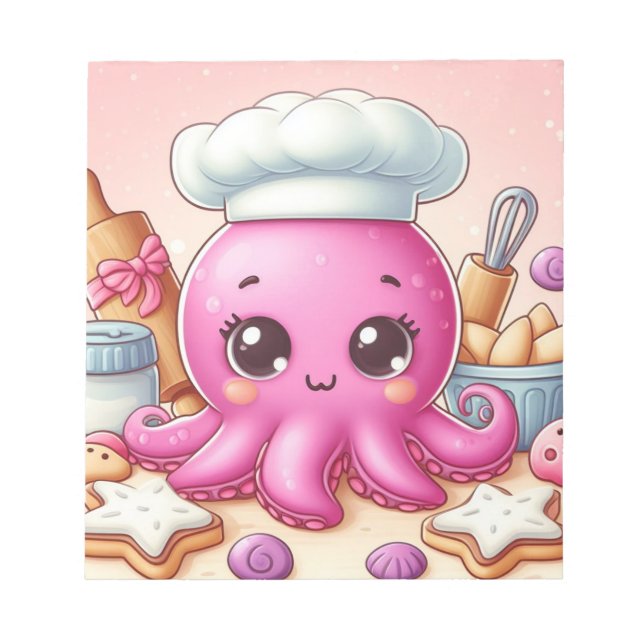 Cuaderno en blanco de pulpo adorable para hornear (Frente)