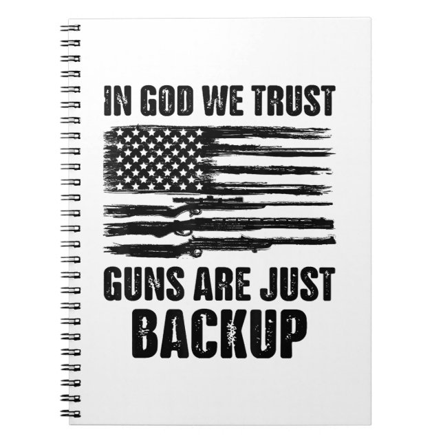 Cuaderno En Dios confiamos en que las armas estén de vuelta (Frente)