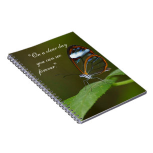 Cuaderno "En diseño de la mariposa de Glasswing de un día