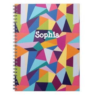 Cuaderno en espiral abstracto colorido con nombre