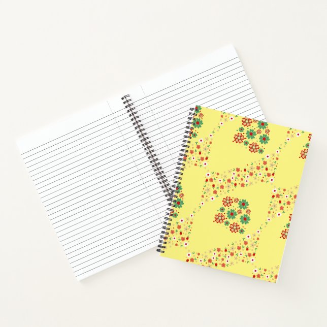 Cuaderno en espiral amarillo floral moderno contem (Interior)