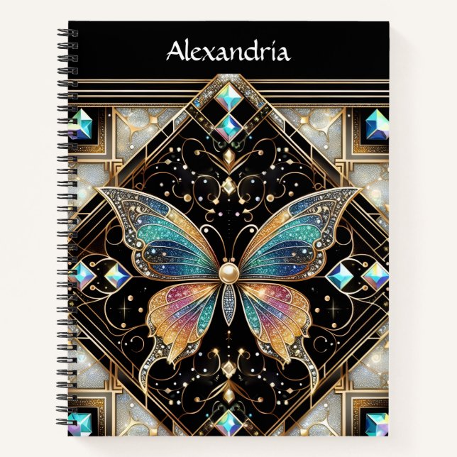 Cuaderno en espiral Art Deco Mariposa Arcoíris (Anverso)