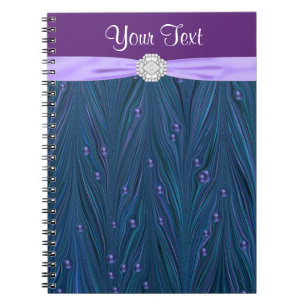 Cuaderno en espiral azul turquesa perlas púrpura d