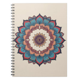 Cuaderno en espiral Boho Mandala Bloom | Verde azu