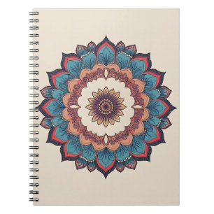 Cuaderno en espiral Boho Mandala Bloom   Verde azu