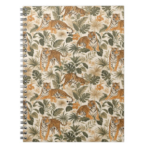 Cuaderno en espiral botánico de Tigre Tropical