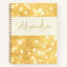 Cuaderno en espiral brillo dorado