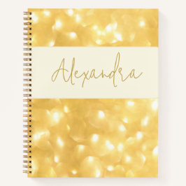 Cuaderno en espiral brillo dorado