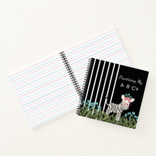 Cuaderno en espiral cebra camuflaje con flores azu
