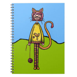 Cuaderno en espiral, chica gato linda