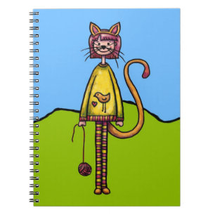 Cuaderno en espiral, chica gato linda