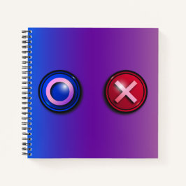 Cuaderno en espiral con botones de votación azules