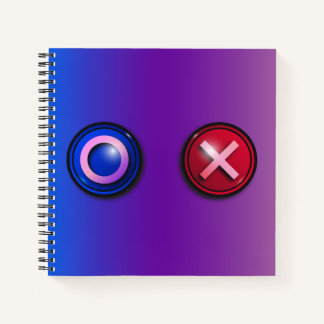 Cuaderno en espiral con botones de votación azules