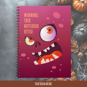 Cuaderno en espiral con cara de zombie con ojos to