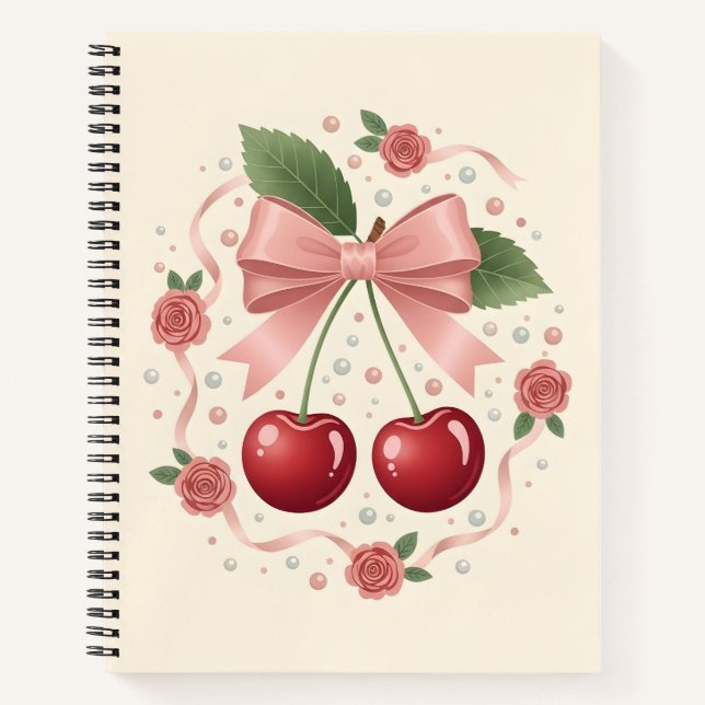 Cuaderno en espiral con cinta de flor de cerezo (Anverso)