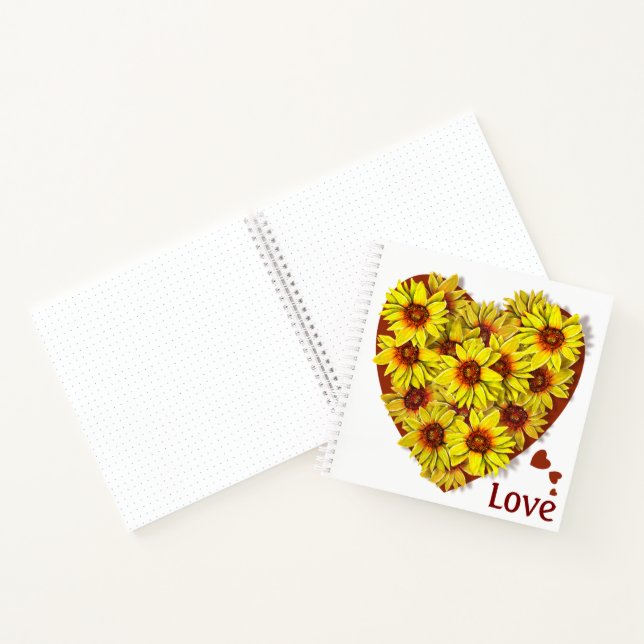 Cuaderno en espiral con corazón de girasol (Interior)