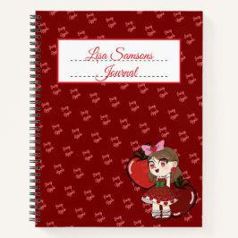 Cuaderno en espiral con diseño de Apple Chibi