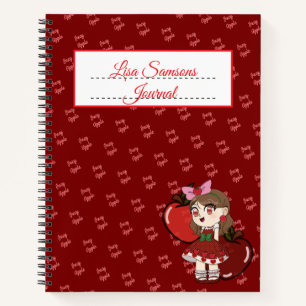 Cuaderno en espiral con diseño de Apple Chibi