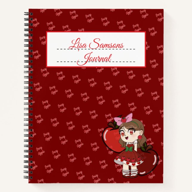 Cuaderno en espiral con diseño de Apple Chibi (Anverso)