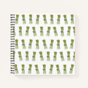Cuaderno en espiral con diseño de espárragos verde