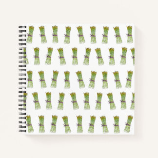 Cuaderno en espiral con diseño de espárragos verde