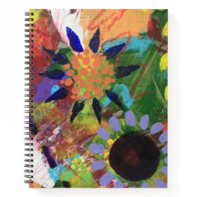 Cuaderno en espiral con diseño de flores abstracta