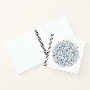 Cuaderno en espiral con diseño de mandala azul
