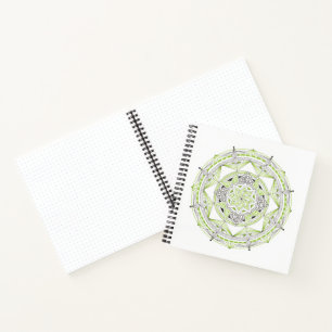 Cuaderno en espiral con diseño de mandala verde