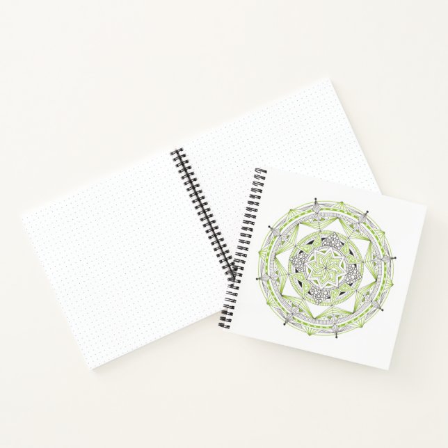 Cuaderno en espiral con diseño de mandala verde (Interior)
