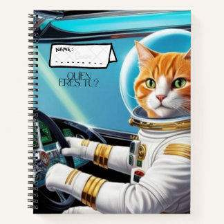 Cuaderno en espiral con diseño gato genial.