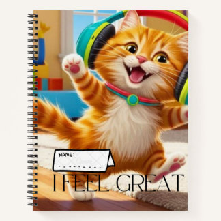 Cuaderno en espiral con lindo diseño gato.