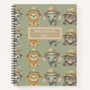 Cuaderno en espiral con patrón de animales de safa