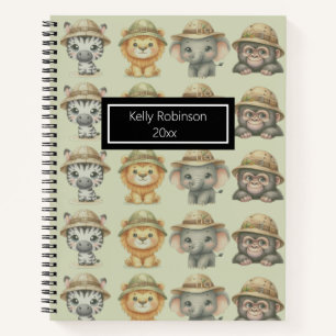 Cuaderno en espiral con patrón de animales de safa