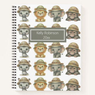 Cuaderno en espiral con patrón de animales de safa