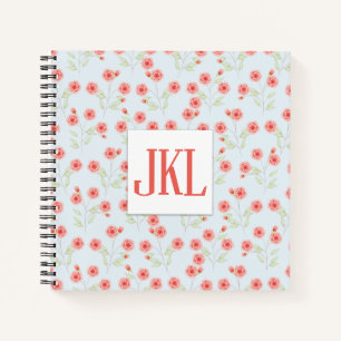 Cuaderno en espiral con patrón de flor de coral de