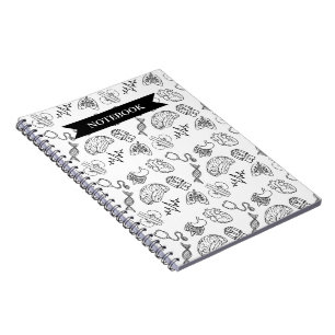 Cuaderno en espiral con patrón de garabatos médico