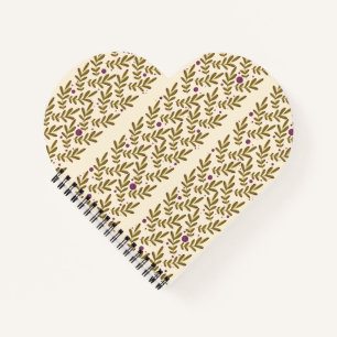 Cuaderno en espiral con patrón de hoja en forma de