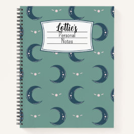 Cuaderno en espiral con patrón de luna personaliza