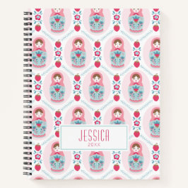 Cuaderno en espiral con patrón de monograma femeni