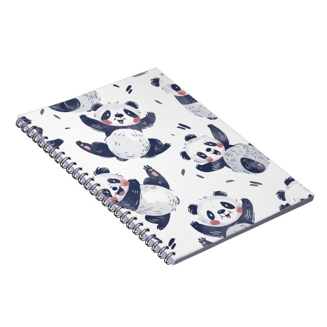 Cuaderno en espiral con patrón de panda bailarín a (Lado Derecho)