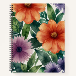 Cuaderno en espiral con tema de floración