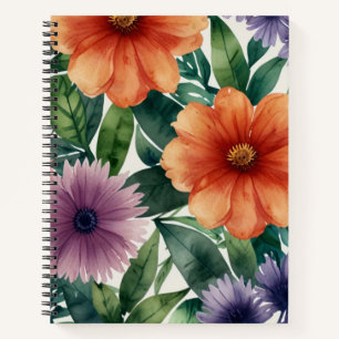 Cuaderno en espiral con tema de floración